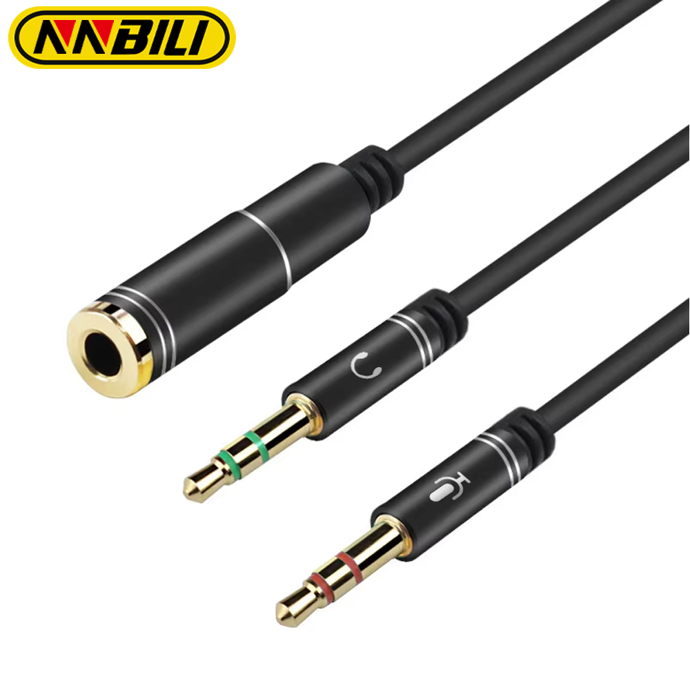 Audio Music Splitter - NNBILI Mini Jack 3.5 Microphone Headphones