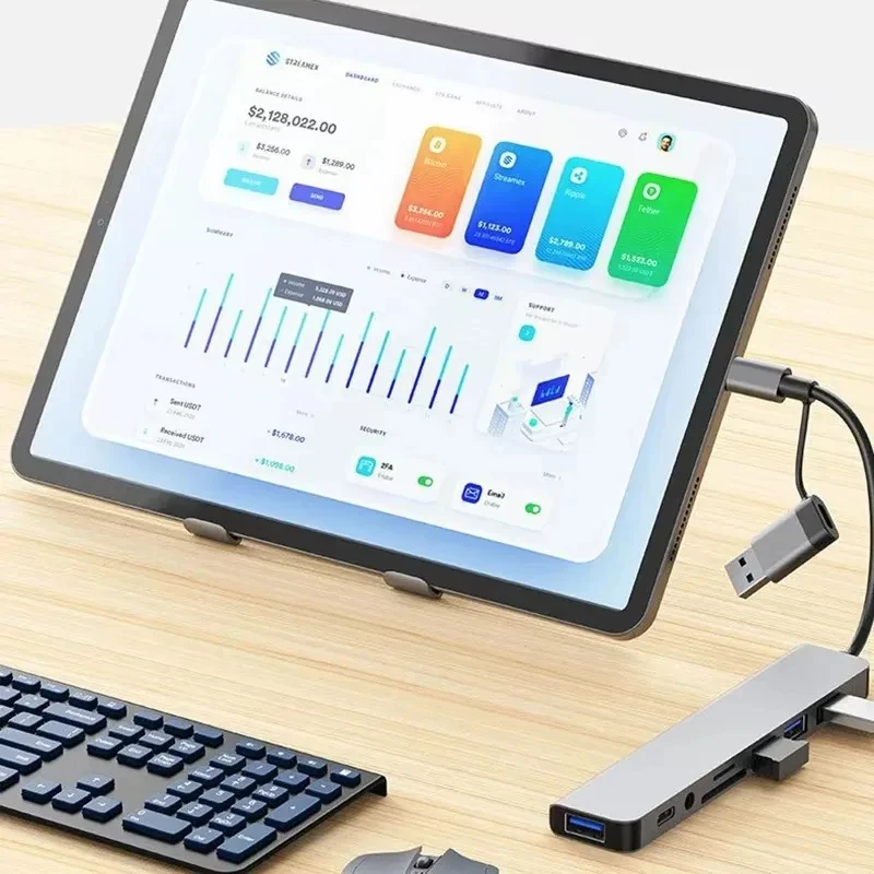 8 in 1 USB C Hub USB Splitter  - Audio Music Splitter ulasan dan harga