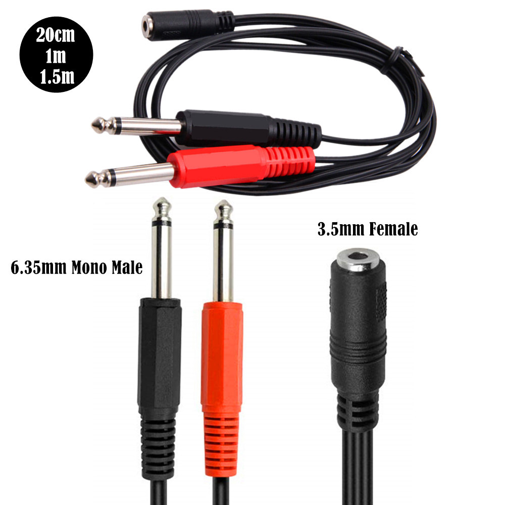 6.35 Mm Male To 2 6.35 Mm 3.5m - Audio Music Splitter ulasan dan harga