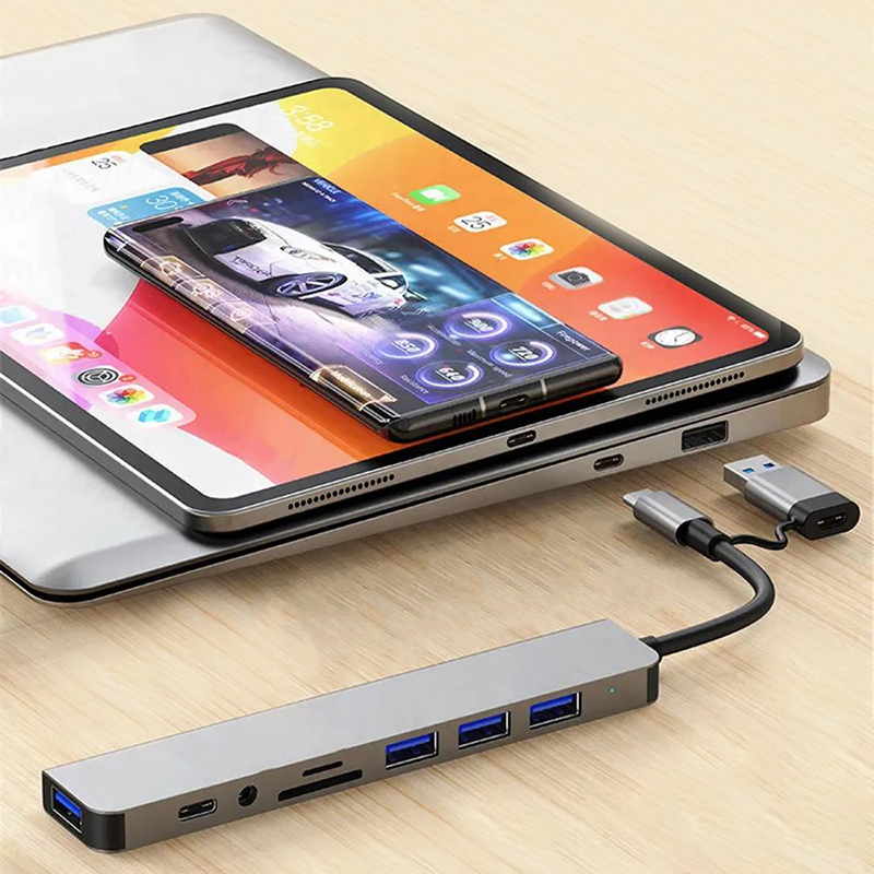 Type C Hub USB Splitter 8 In 1 - Audio Music Splitter ulasan dan harga