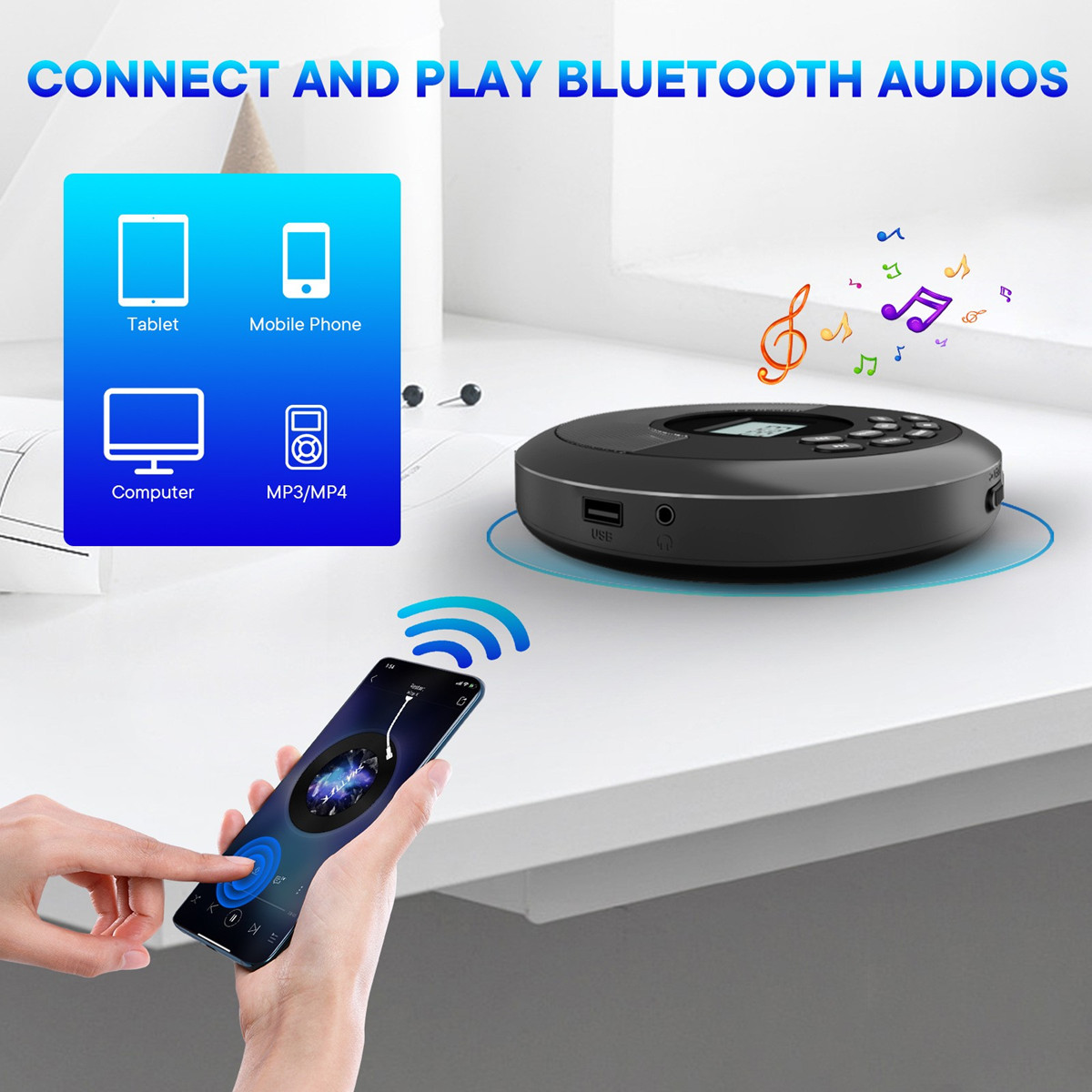 Portable CD Disc Machine MP3 U - Audio Music Mp3 Song ulasan dan harga