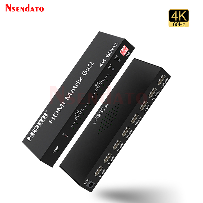 HDMI Matrix Switch 6x2 4k 60Hz - Audio Music Splitter ulasan dan harga