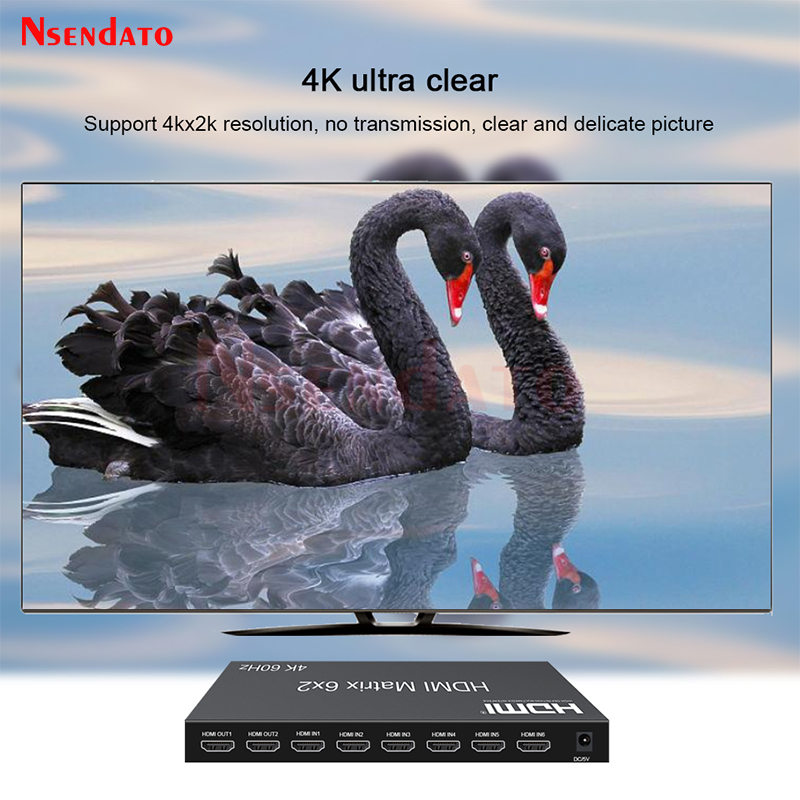 HDMI Matrix Switch 6x2 4k 60Hz - Audio Music Splitter ulasan dan harga